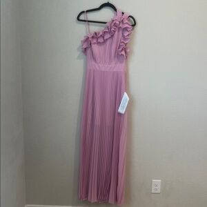 Dress The Population Vida One-Shoulder Pleaded Chiffon Maxi Dress